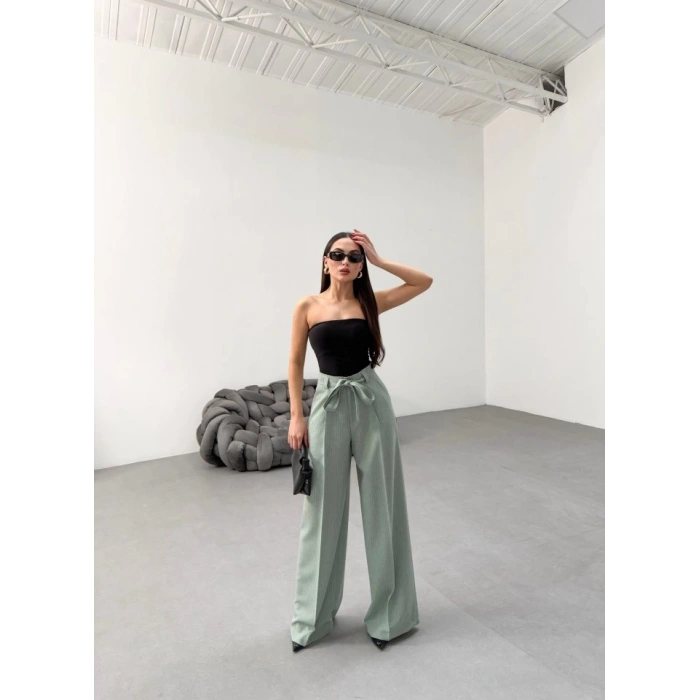 Sante Çi̇zgi̇li̇ Bel Kuşakli Palazzo Pantolon