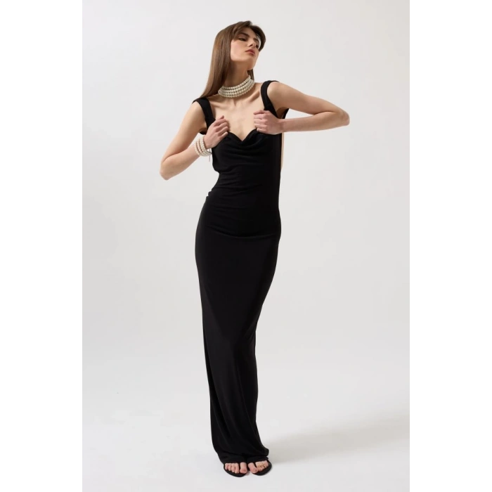 Sırt Dekolte Maxi Elbise