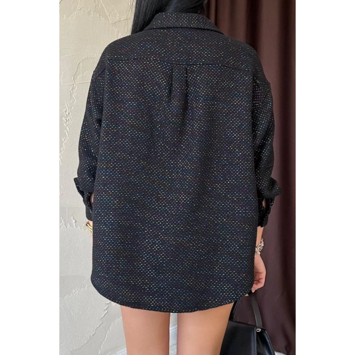 Siyah Işıltılı Gömlek