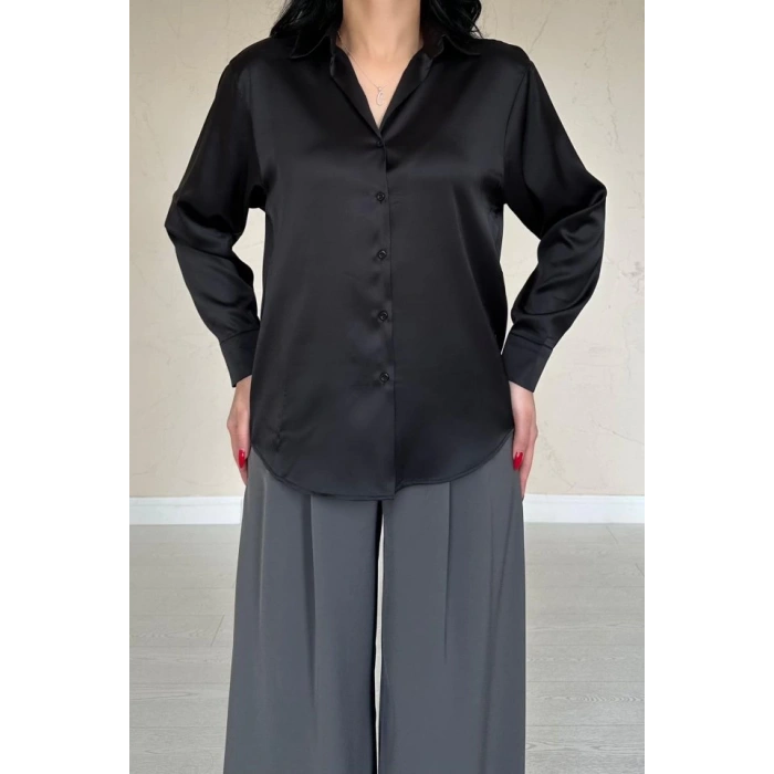 Siyah Saten Gömlek