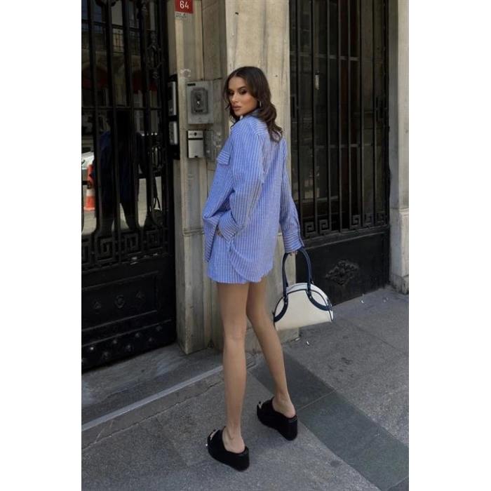 Stacy Çizgili Şort Takım 9801-0025