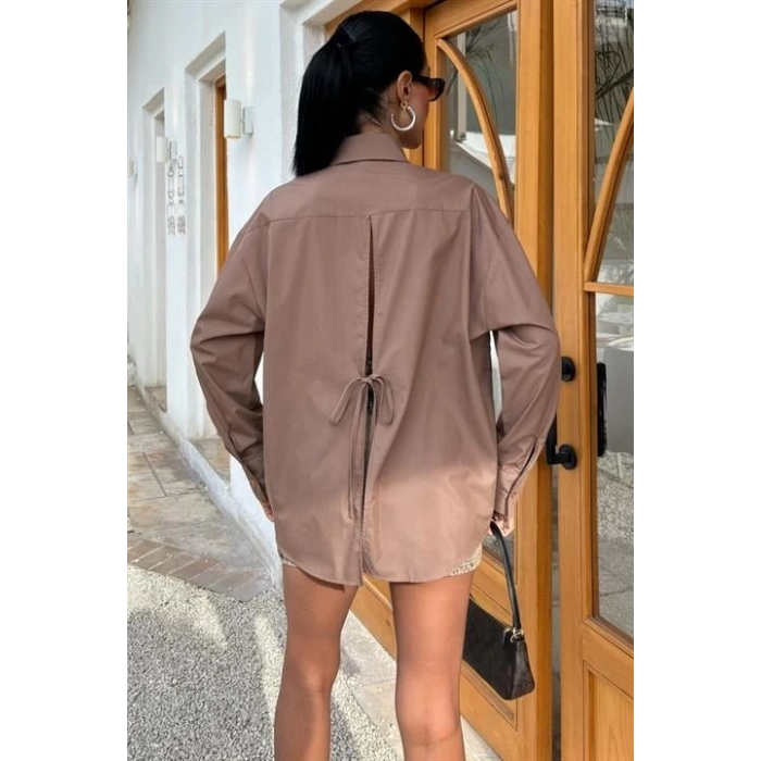 Süzine Cepli Arkası Yırtmaçlı Oversize Gömlek 3420
