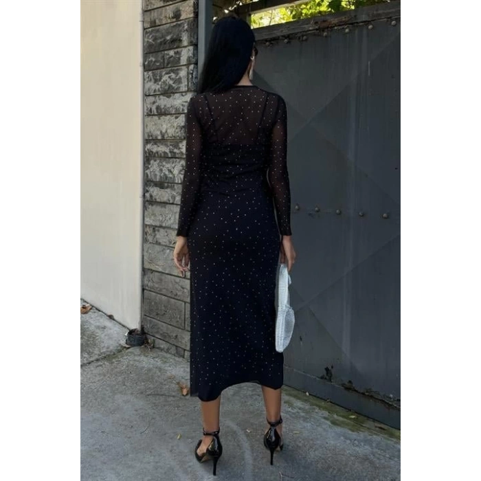 Taş İşlemeli Premium Tül Elbise 2829