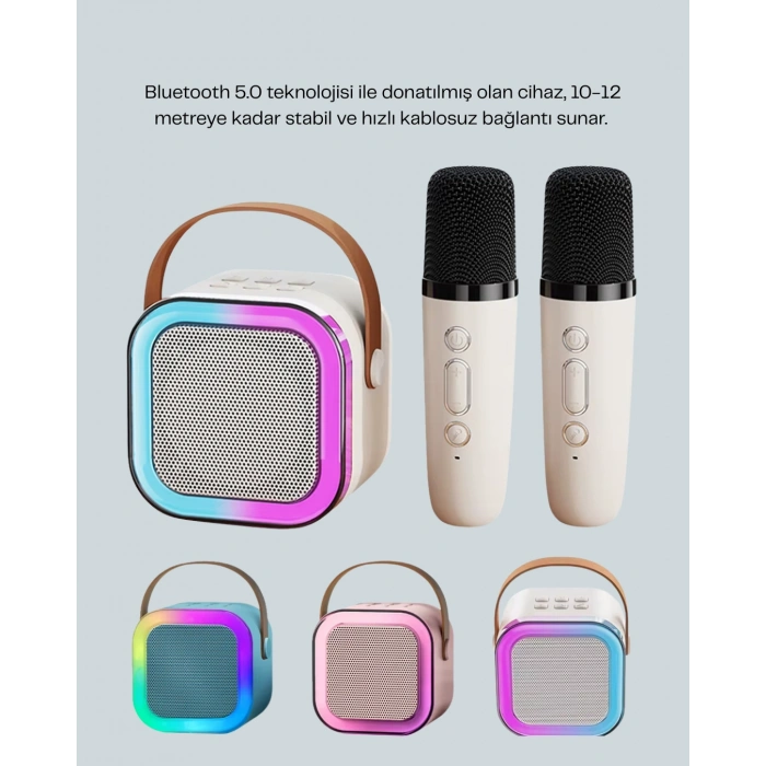 Taşınabilir Bluetooth Karaoke Hoparlör – 2400 mAh Batarya