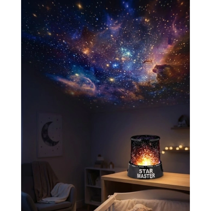 Tavana Yıldız Yansıtan Projeksiyon Gece Lambası USB Çalışan