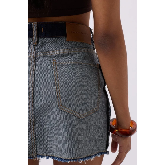 Ters Detay Denim Mini Etek