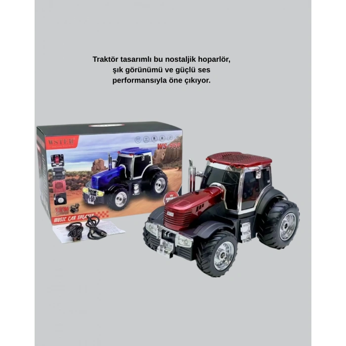 Traktör Tasarımlı Bluetooth Hoparlör 12W TWS Destekli Nostaljik Model