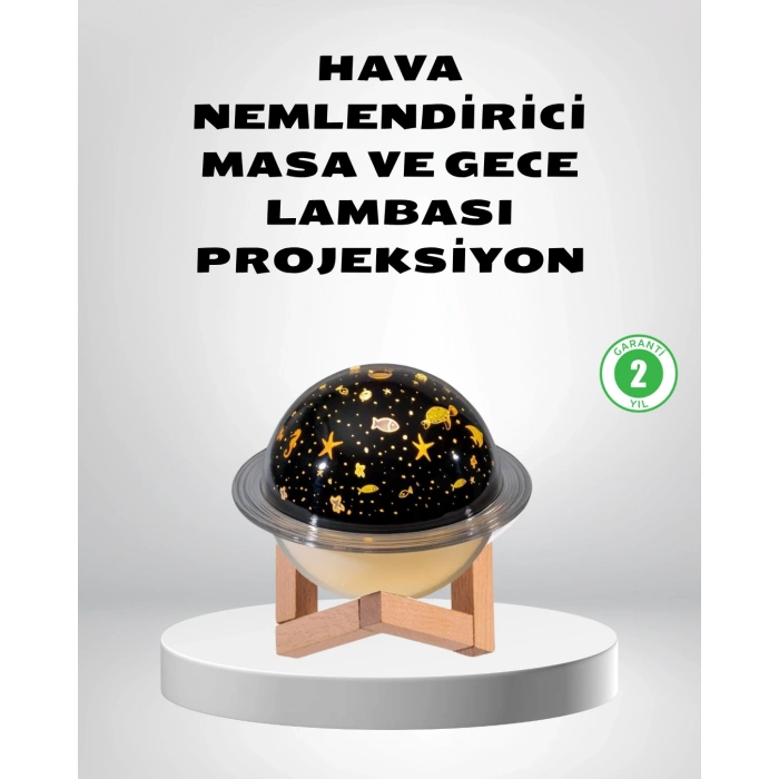 USB Projeksiyon Gece Lambası ve Hava Nemlendirici – Aromaterapi Destekli, Taşınabilir Mini