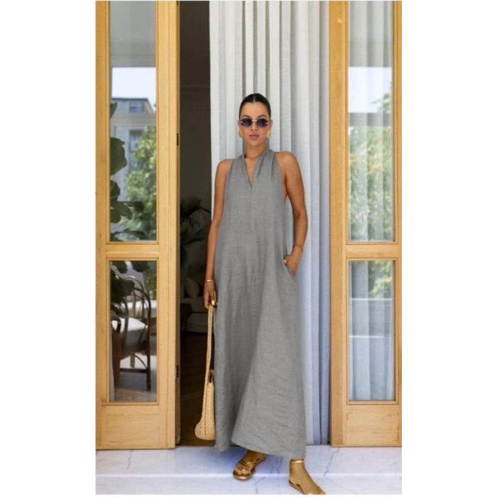 V Yaka Paraşüt Elbise