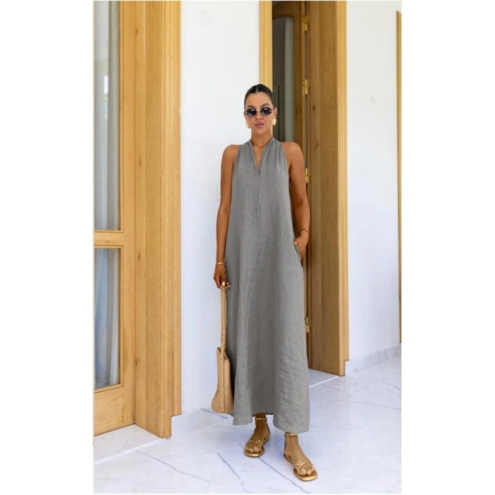 V Yaka Paraşüt Elbise