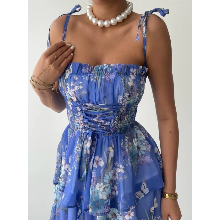 Venlo Beli Lastikli İp Askılı Elbise