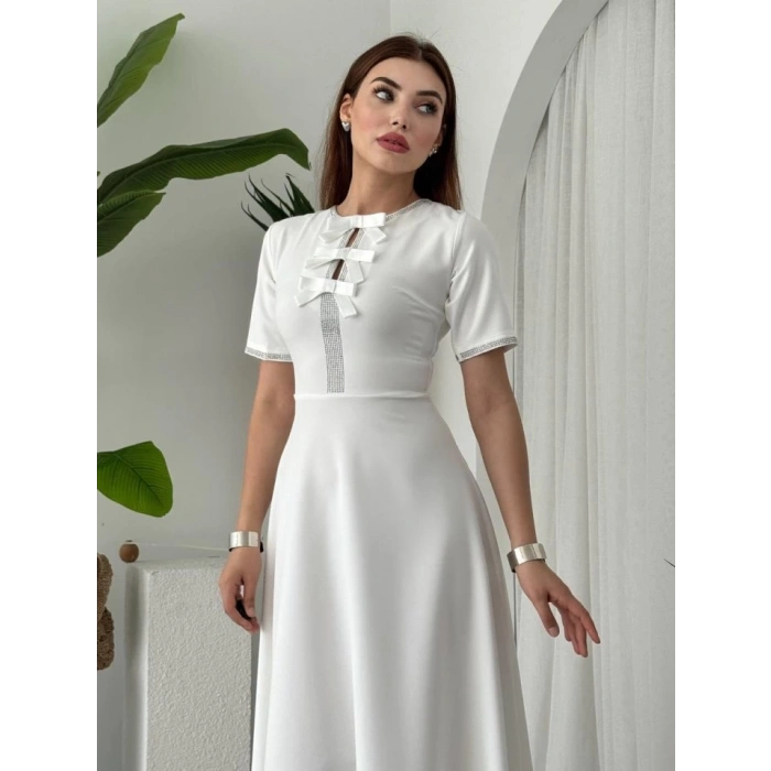 Wera Taşlı Fiyonk Detaylı Elbise