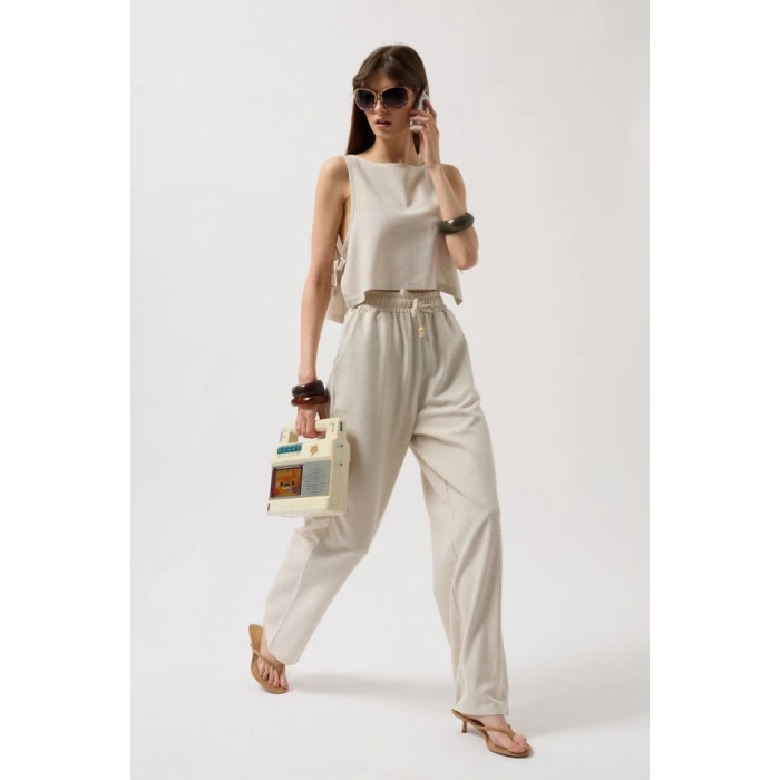 Yandan Bağlamalı Crop Bluz