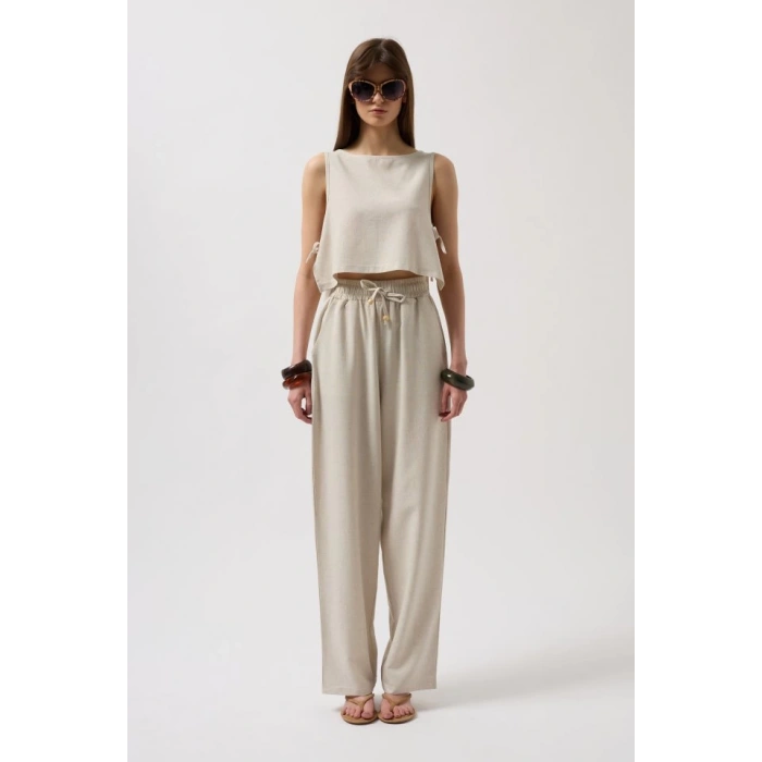 Yandan Bağlamalı Crop Bluz