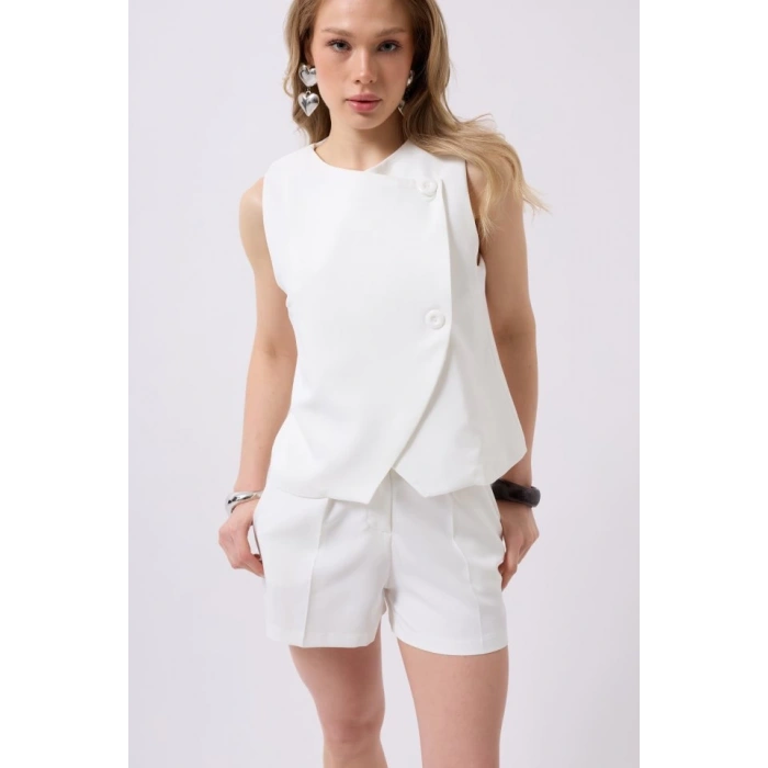 Yandan Düğmeli Dokuma Yelek