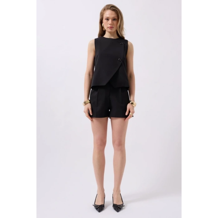 Yandan Düğmeli Dokuma Yelek