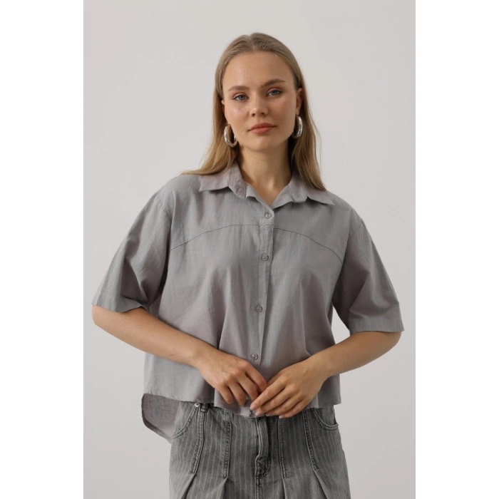 Yarım Kol Gömlek - Gri