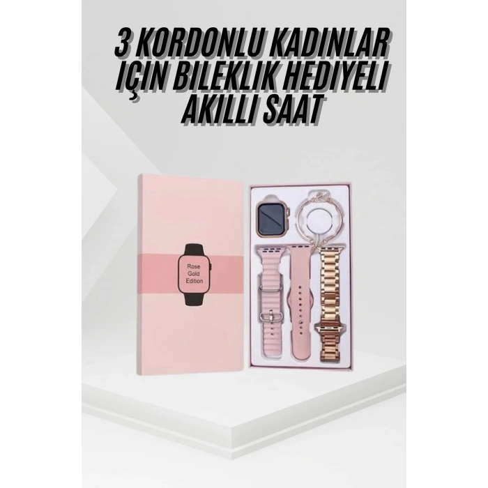 Yeni Nesil Kadın Akıllı Saat Rose Gold Android ve İos Uyumlu