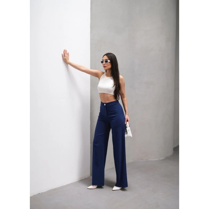 Yüksek Bel Straight Fit Palazzo Pantolon