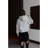 3 iplik şardonlu kapşonlu hoodie frm gri p510437