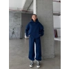 3 iplik şardonlu kapşonlu sweatshirt lacivert p510436