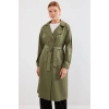 5853 Kruvaze Yaka Trençkot - Haki