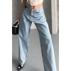 Baggy kar yıkama buz mavi jeans pantolon d2007