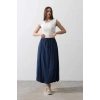 Beli Bağlamalı Balon Etek - İndigo