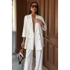 Blazer Ceketli Çizgili Keten Takım 10186