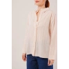 Düğmeli Ve Çizgi Detaylı Krem Gömlek