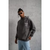 Erkek 98 Baskılı Kapşonlu Sweat - Gri