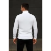 Erkek Balıkcı Yaka Bağazlı Triko Kazak Pamuklu Kalın Fitilli Dokuma, Regular Fit Uzun Kollu Kışlık Model - Beyaz