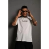 Erkek Bisiklet Yakalı Sırt Baskılı Oversize T-Shirt - Beyaz