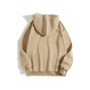 Erkek Düz Kapüşonlu Sweat - Bej