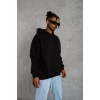 Erkek Düz Kapüşonlu Sweat - Siyah