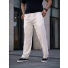 Erkek Keten Cepli Çıma Dikişli Jogger Buggy Pantalon Rahat Kalıp - Beyaz