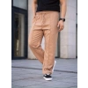 Erkek Keten Cepli Çıma Dikişli Jogger Buggy Pantalon Rahat Kalıp - Kahverengi