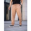 Erkek Keten Cepli Çıma Dikişli Jogger Buggy Pantalon Rahat Kalıp - Kahverengi