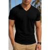 Erkek Kısa Kollu V Yakalı Viskon Bluz