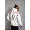 Erkek Ön Ve Arka Baskılı Kapüşonlu 3 İplik Sweatshirt - Beyaz