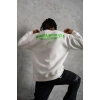 Erkek Oversize Sweatshirt – Beyaz Renk  Ön Ve Sırt Baskılı, Üç İplik İçi Pamuklu Kumaş, Rahat Kalıp, Ribanalı Kışlık Sweat  Winagain Polizei Serisi - Beyaz