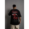 Erkek Sırt Baskılı A Kalite Oversize T-shirt - Siyah