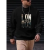 Erkek Uzun Kollu Bisiklet Yaka London Logo Baskılı Iki Iplik Bluz