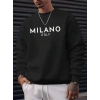 Erkek Uzun Kollu Bisiklet Yaka Milano Yazılı Iki Iplik Bluz