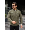 Erkek Uzun Kollu Cepli Kadife Gömlek