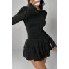 Eteği Kat Kat Volanlı Mini Elbise