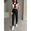 Gizli yan fermuarlı bulut desenli tayt siyah h248638