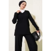Gömlek Yaka Fitilli Salaş İkili Takım siyah T4300