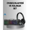Işıklı Oyuncu Klavye Mouse ve Bluetooth Kulaklık Seti Türkçe Q USB