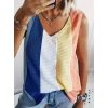 Kadın Askılı V Yakalı çok Renkli Triko Bluz